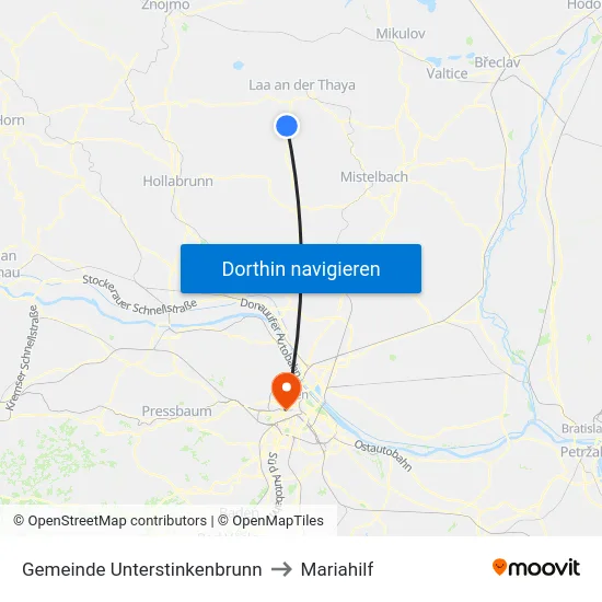 Gemeinde Unterstinkenbrunn to Mariahilf map
