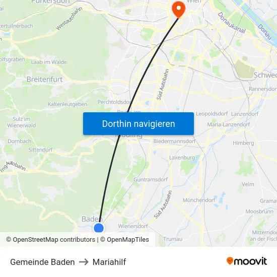 Gemeinde Baden to Mariahilf map
