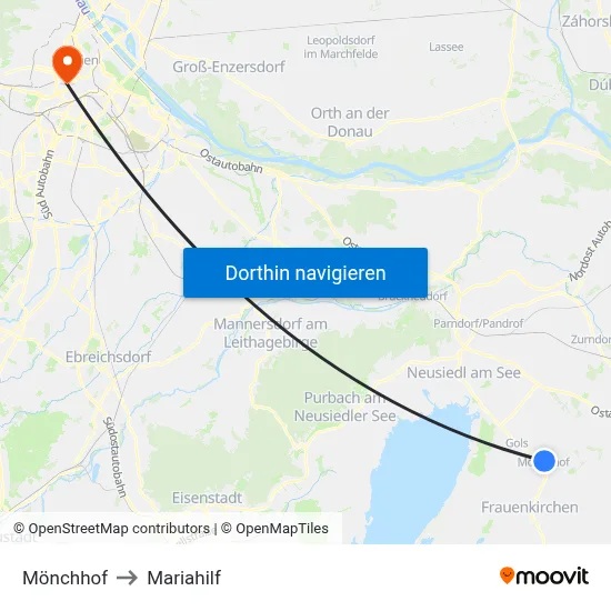 Mönchhof to Mariahilf map