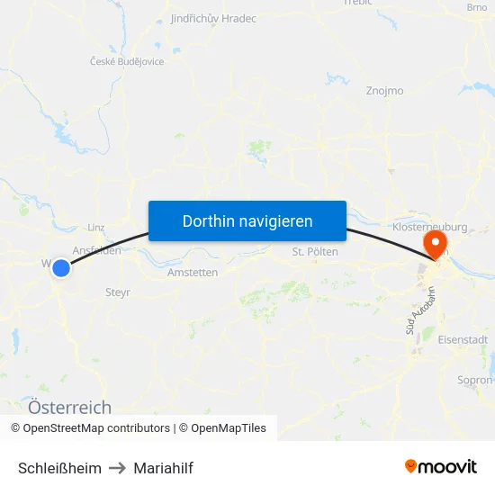 Schleißheim to Mariahilf map