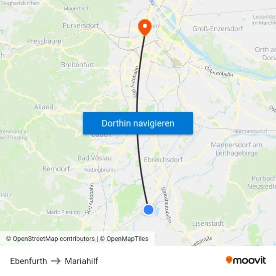 Ebenfurth to Mariahilf map