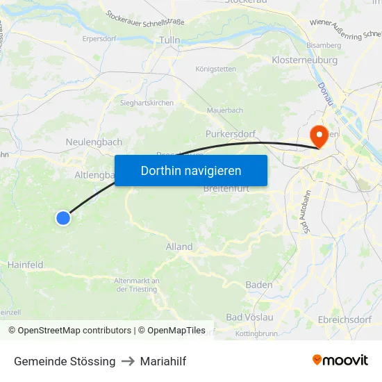 Gemeinde Stössing to Mariahilf map