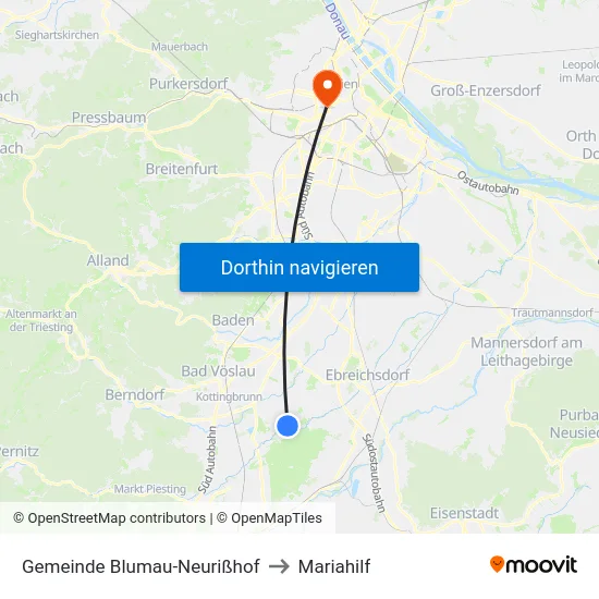 Gemeinde Blumau-Neurißhof to Mariahilf map