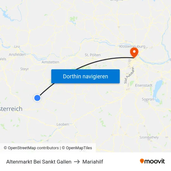 Altenmarkt Bei Sankt Gallen to Mariahilf map