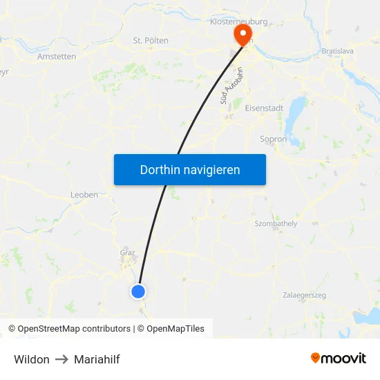 Wildon to Mariahilf map