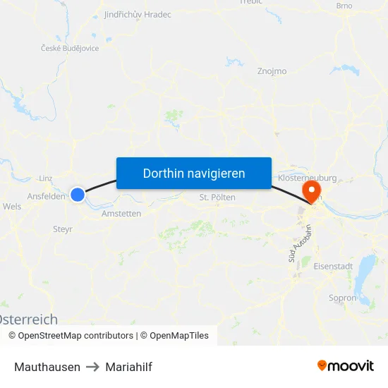 Mauthausen to Mariahilf map