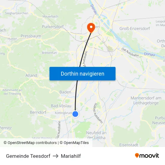 Gemeinde Teesdorf to Mariahilf map