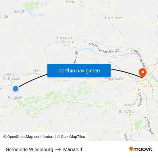 Gemeinde Wieselburg to Mariahilf map