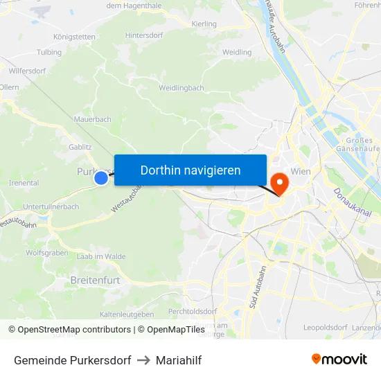 Gemeinde Purkersdorf to Mariahilf map