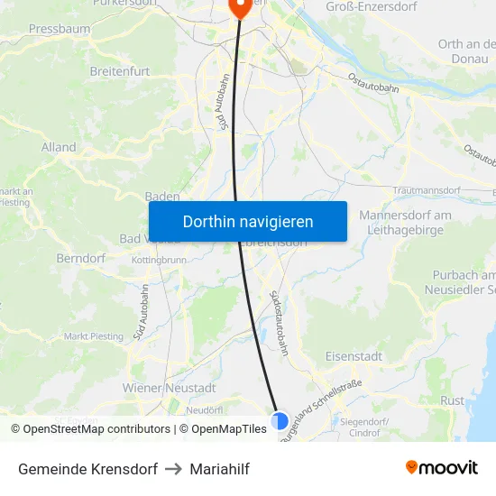 Gemeinde Krensdorf to Mariahilf map