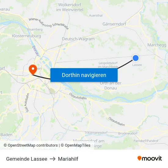 Gemeinde Lassee to Mariahilf map