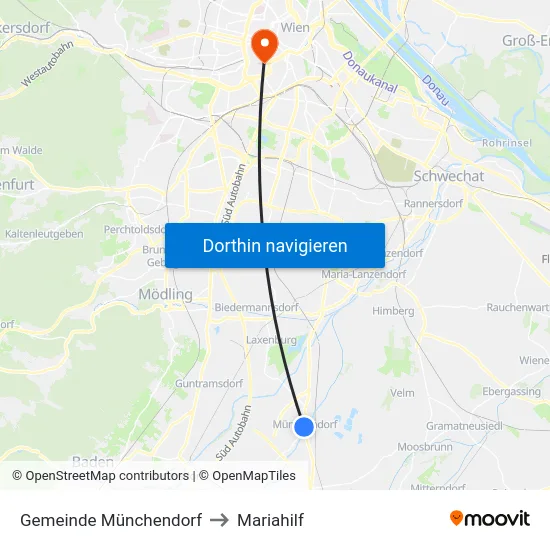 Gemeinde Münchendorf to Mariahilf map