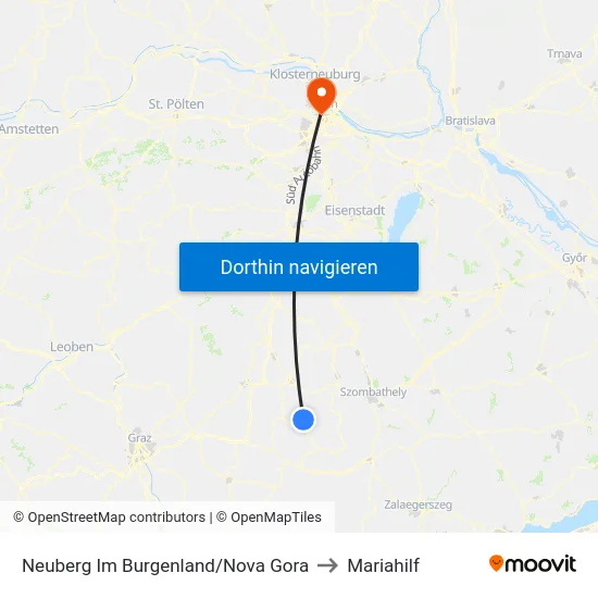 Neuberg Im Burgenland/Nova Gora to Mariahilf map