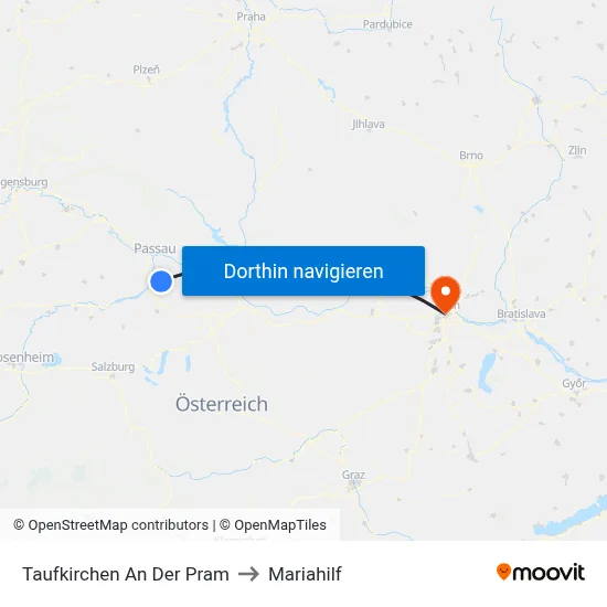 Taufkirchen An Der Pram to Mariahilf map