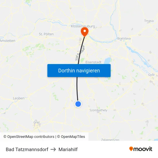 Bad Tatzmannsdorf to Mariahilf map