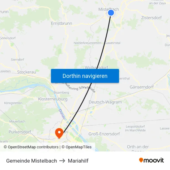 Gemeinde Mistelbach to Mariahilf map