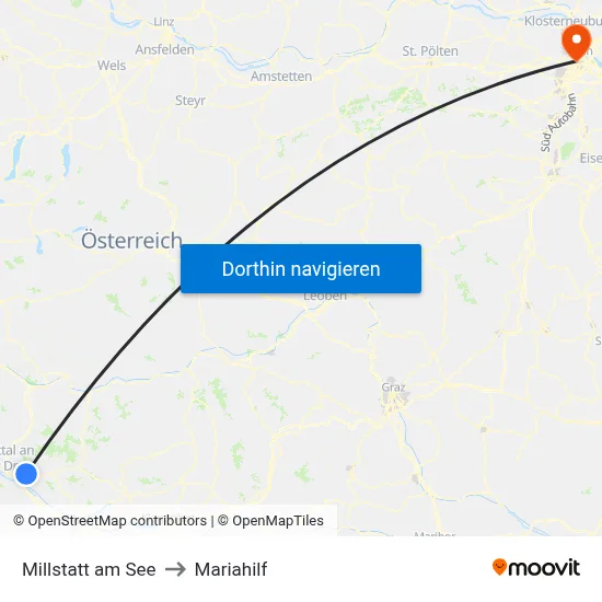 Millstatt am See to Mariahilf map