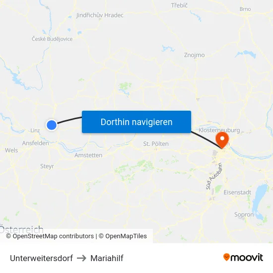 Unterweitersdorf to Mariahilf map