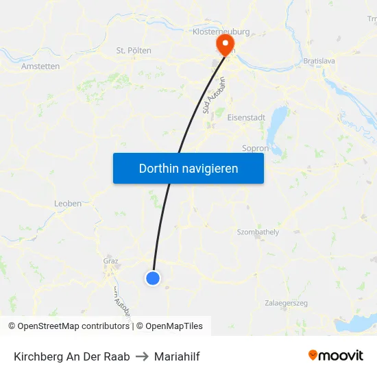 Kirchberg An Der Raab to Mariahilf map