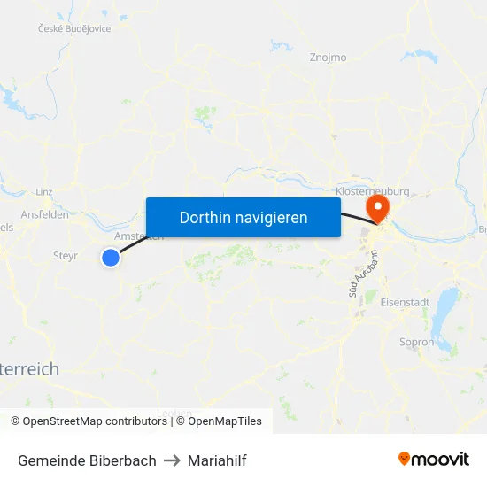 Gemeinde Biberbach to Mariahilf map