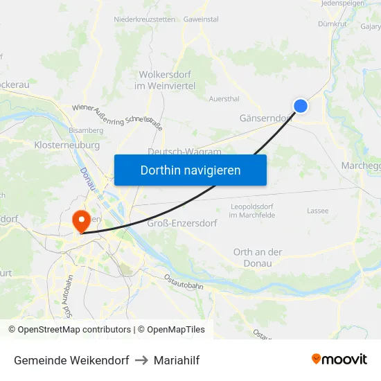 Gemeinde Weikendorf to Mariahilf map
