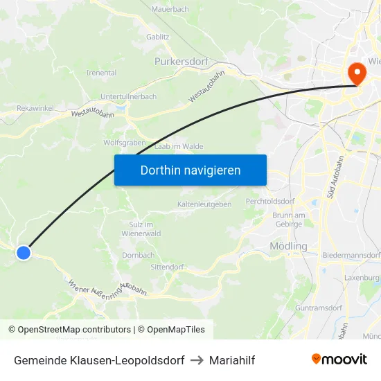 Gemeinde Klausen-Leopoldsdorf to Mariahilf map