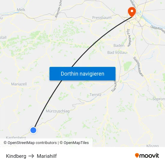 Kindberg to Mariahilf map