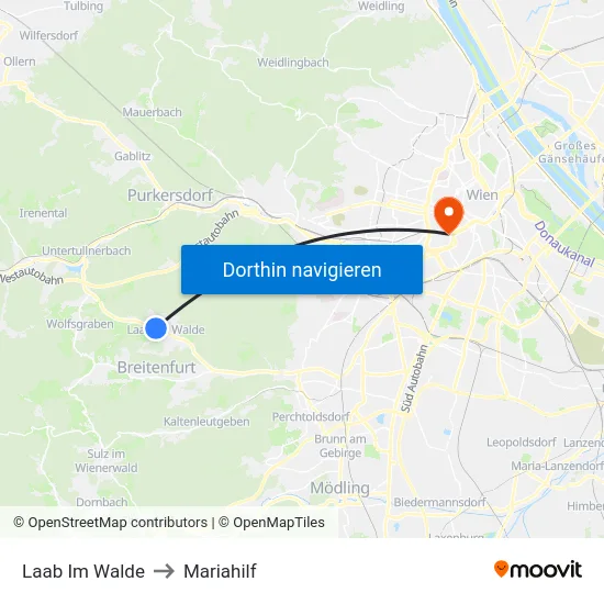 Laab Im Walde to Mariahilf map