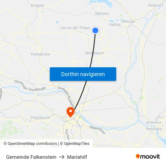 Gemeinde Falkenstein to Mariahilf map