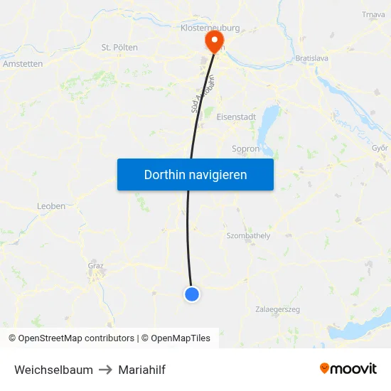 Weichselbaum to Mariahilf map