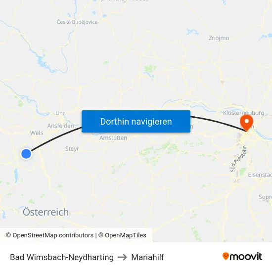 Bad Wimsbach-Neydharting to Mariahilf map