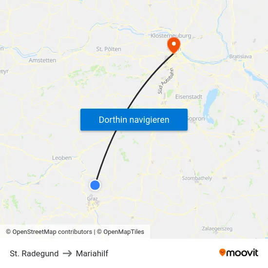 St. Radegund to Mariahilf map