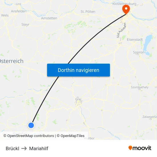 Brückl to Mariahilf map