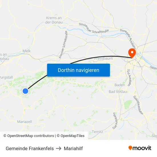 Gemeinde Frankenfels to Mariahilf map