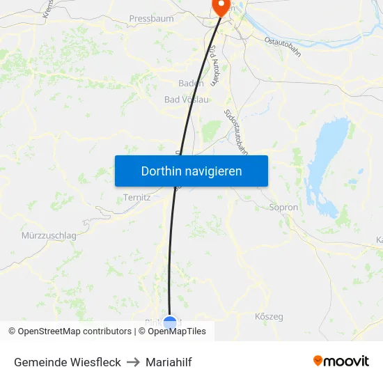 Gemeinde Wiesfleck to Mariahilf map