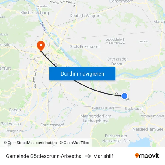 Gemeinde Göttlesbrunn-Arbesthal to Mariahilf map