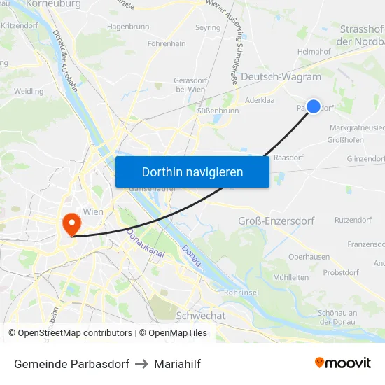 Gemeinde Parbasdorf to Mariahilf map