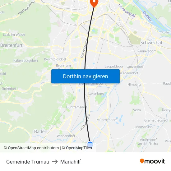 Gemeinde Trumau to Mariahilf map