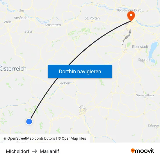 Micheldorf to Mariahilf map
