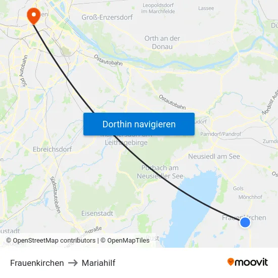 Frauenkirchen to Mariahilf map