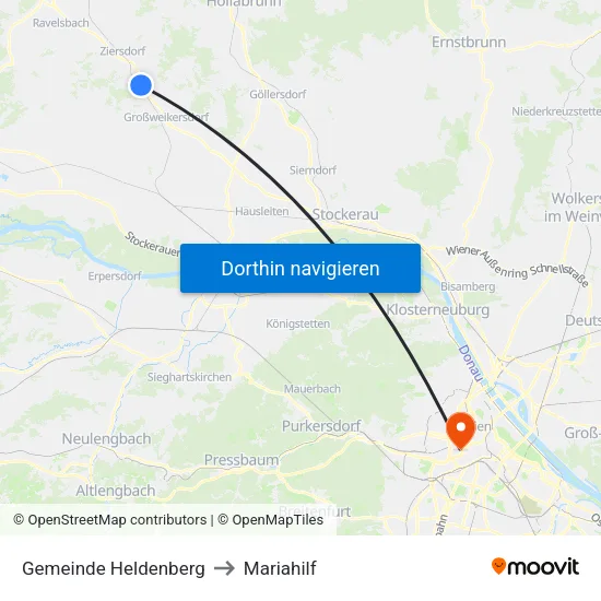 Gemeinde Heldenberg to Mariahilf map