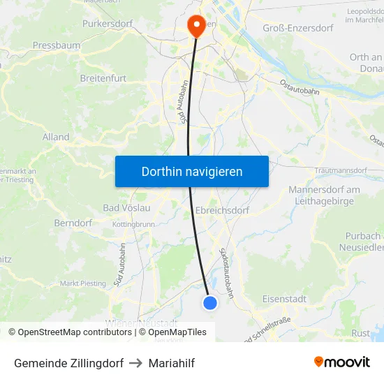 Gemeinde Zillingdorf to Mariahilf map