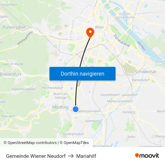 Gemeinde Wiener Neudorf to Mariahilf map