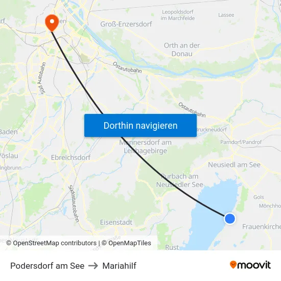 Podersdorf am See to Mariahilf map