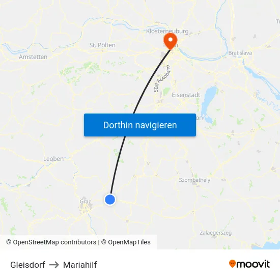 Gleisdorf to Mariahilf map