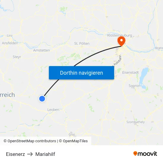 Eisenerz to Mariahilf map