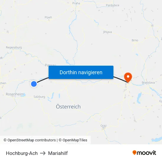 Hochburg-Ach to Mariahilf map