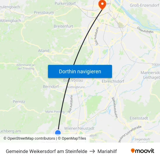 Gemeinde Weikersdorf am Steinfelde to Mariahilf map