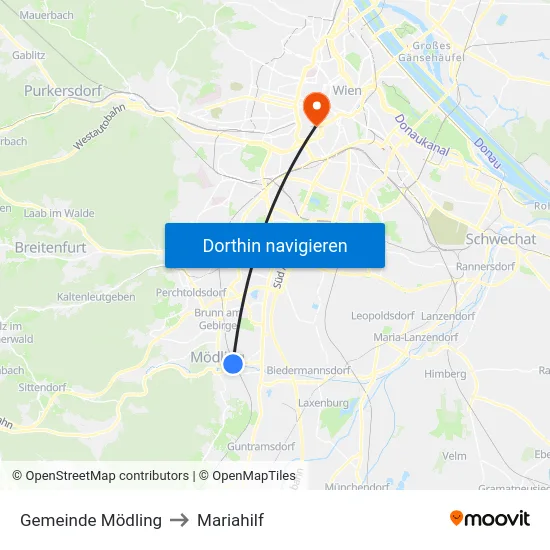 Gemeinde Mödling to Mariahilf map