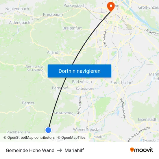 Gemeinde Hohe Wand to Mariahilf map